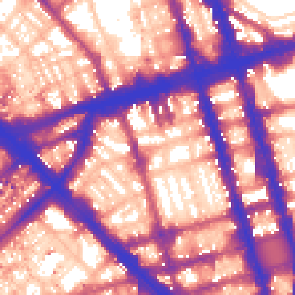 Daytime road noise heatmap for W1H 1JR