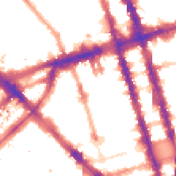 Night-time road noise heatmap for W1H 1JR