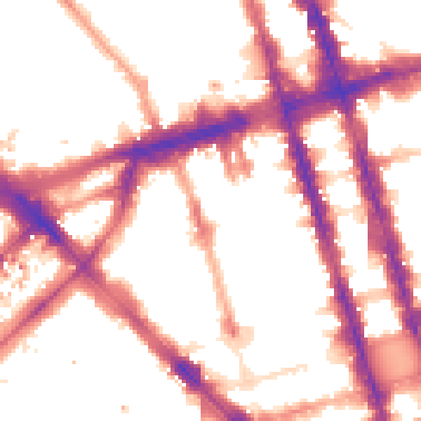 Night-time road noise heatmap for W1H 1JS