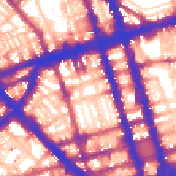 Daytime road noise heatmap for W1H 2BZ