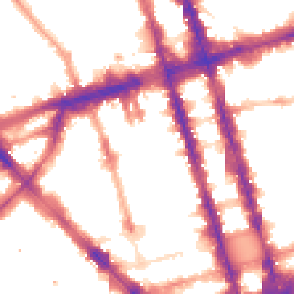 Night-time road noise heatmap for W1H 2BZ