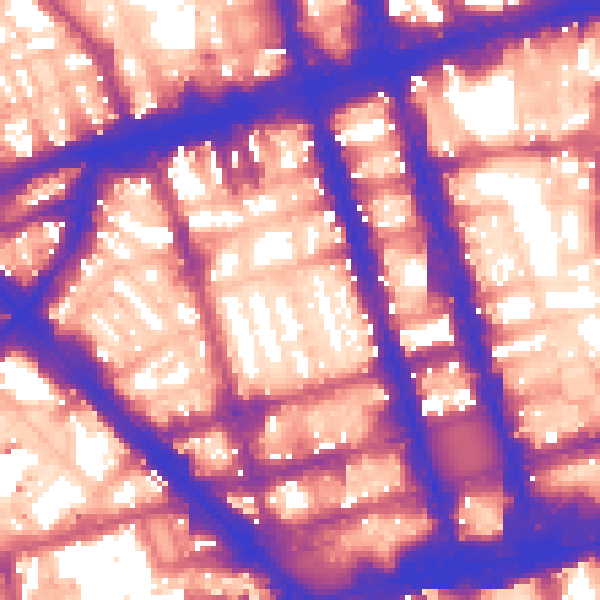 Daytime road noise heatmap for W1H 2DB
