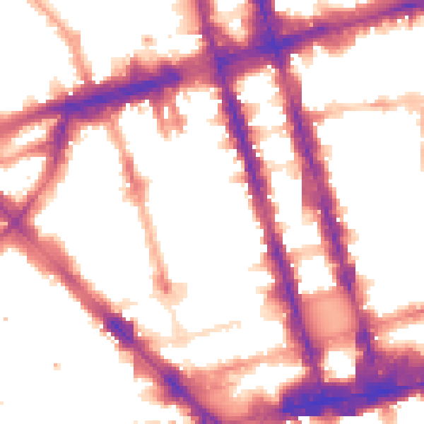 Night-time road noise heatmap for W1H 2DB
