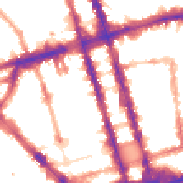 Night-time road noise heatmap for W1H 2EW