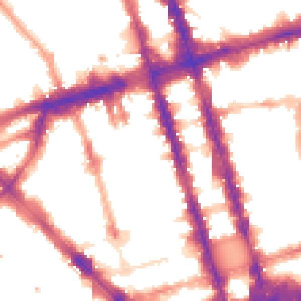 Night-time road noise heatmap for W1H 2PB