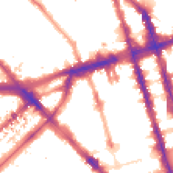Night-time road noise heatmap for W1H 4DJ