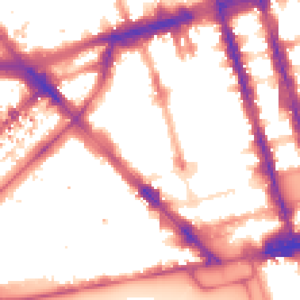 Night-time road noise heatmap for W1H 5BU