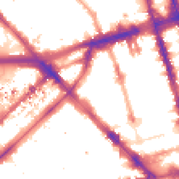 Night-time road noise heatmap for W1H 5NG