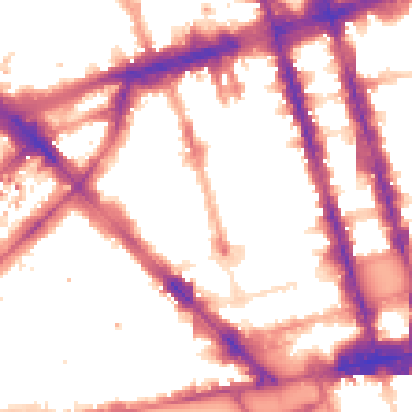 Night-time road noise heatmap for W1H 5TG