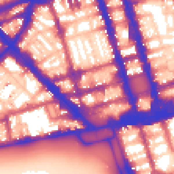 Daytime road noise heatmap for W1H 7BT