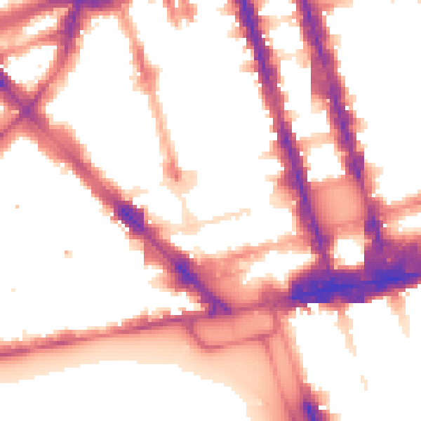 Night-time road noise heatmap for W1H 7BT