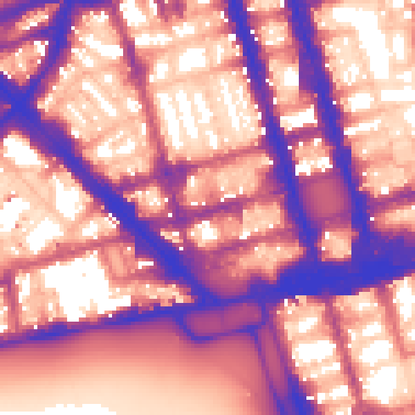 Daytime road noise heatmap for W1H 7TD