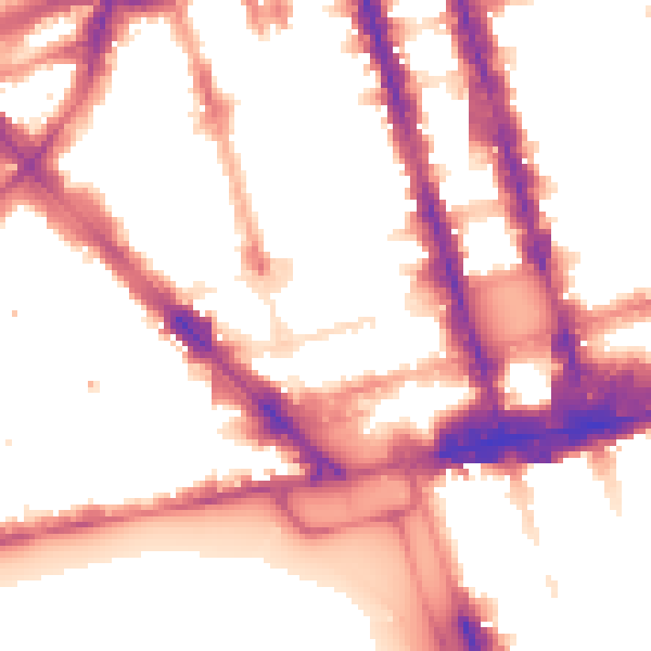 Night-time road noise heatmap for W1H 7TD