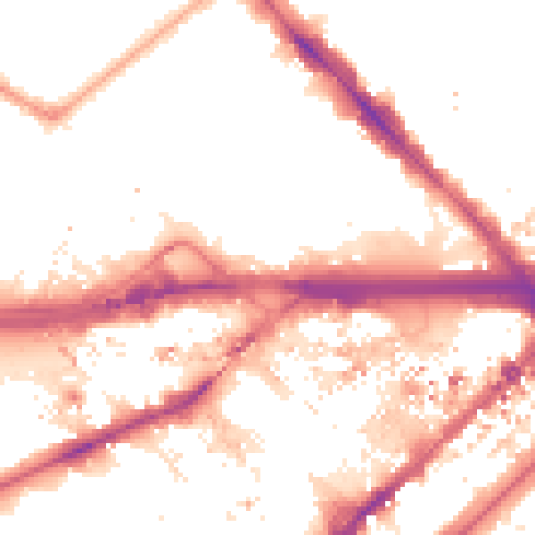 Night-time road noise heatmap for W2 1AD