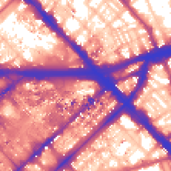Daytime road noise heatmap for W2 1AJ
