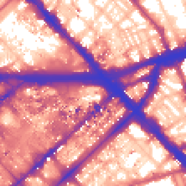 Daytime road noise heatmap for W2 1AQ