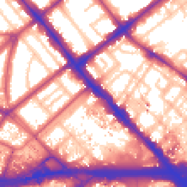 Daytime road noise heatmap for W2 1AU