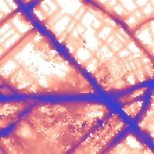 Daytime road noise heatmap for W2 1BN