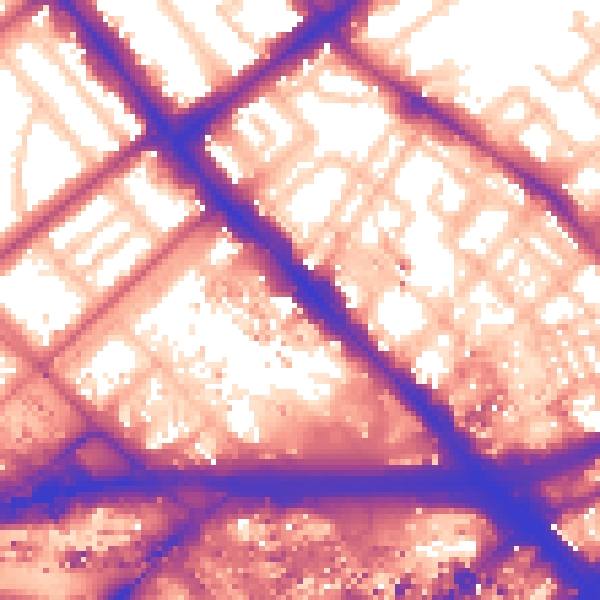 Daytime road noise heatmap for W2 1BT