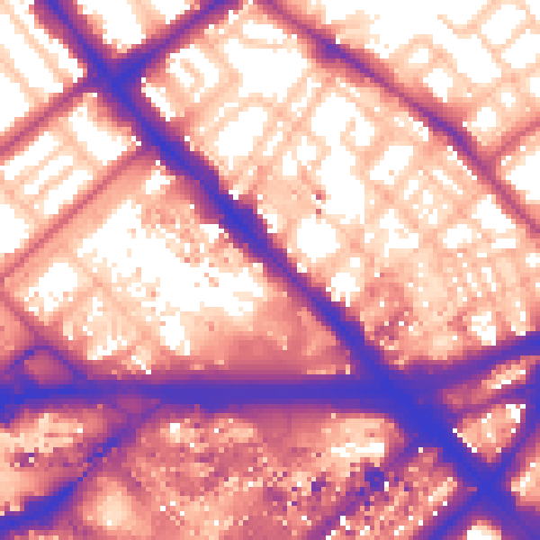 Daytime road noise heatmap for W2 1BU