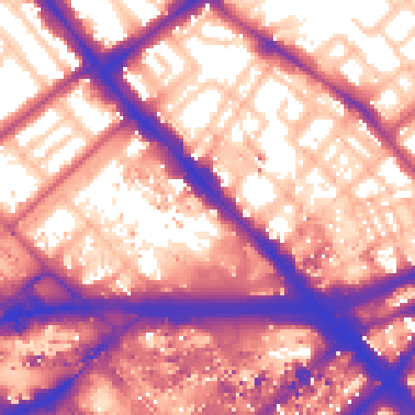 Daytime road noise heatmap for W2 1DE