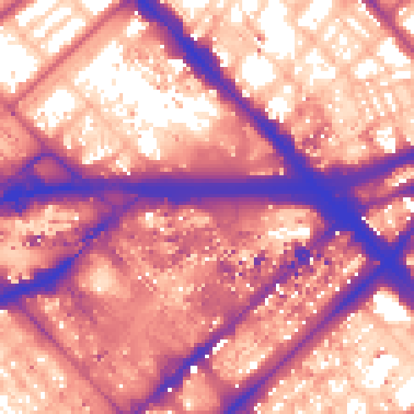 Daytime road noise heatmap for W2 1DN