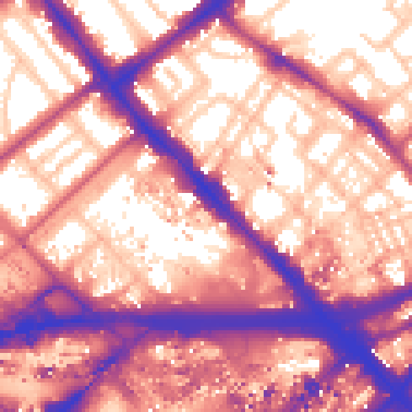 Daytime road noise heatmap for W2 1DQ