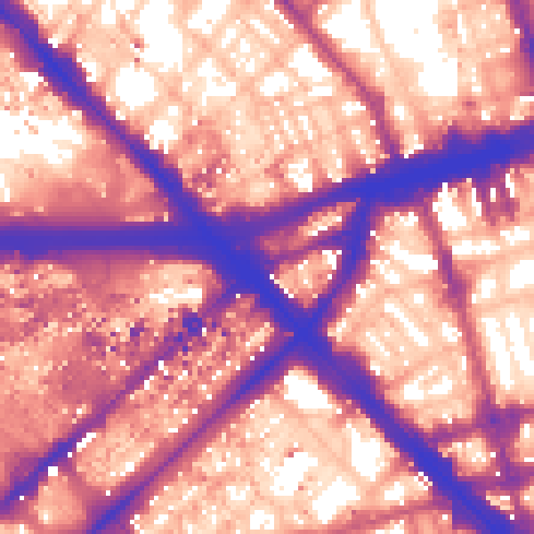 Daytime road noise heatmap for W2 1DS
