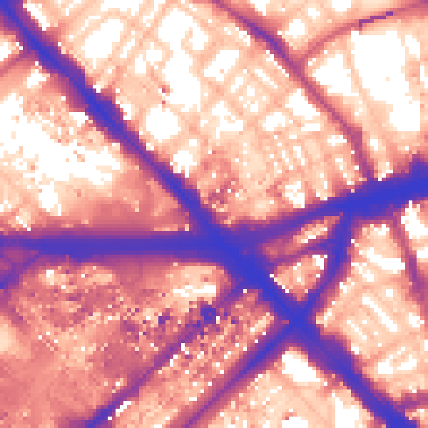Daytime road noise heatmap for W2 1DY
