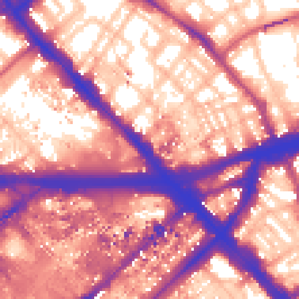 Daytime road noise heatmap for W2 1EA
