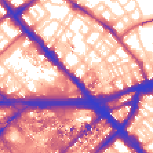 Daytime road noise heatmap for W2 1EB