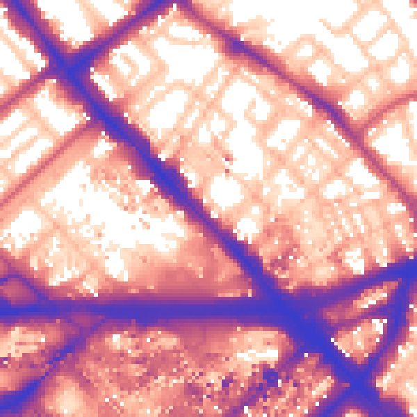 Daytime road noise heatmap for W2 1ED