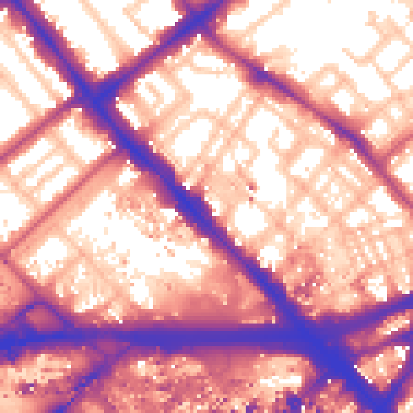 Daytime road noise heatmap for W2 1EG
