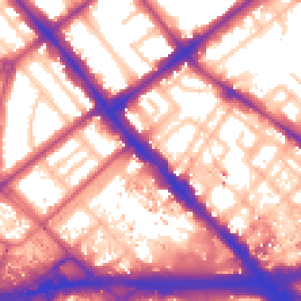 Daytime road noise heatmap for W2 1EJ