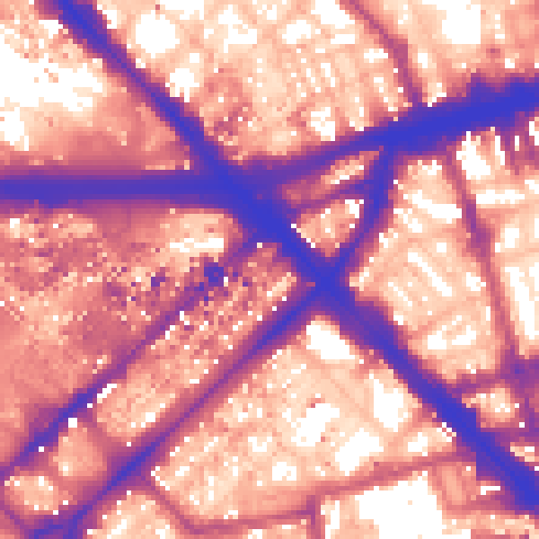 Daytime road noise heatmap for W2 1QD