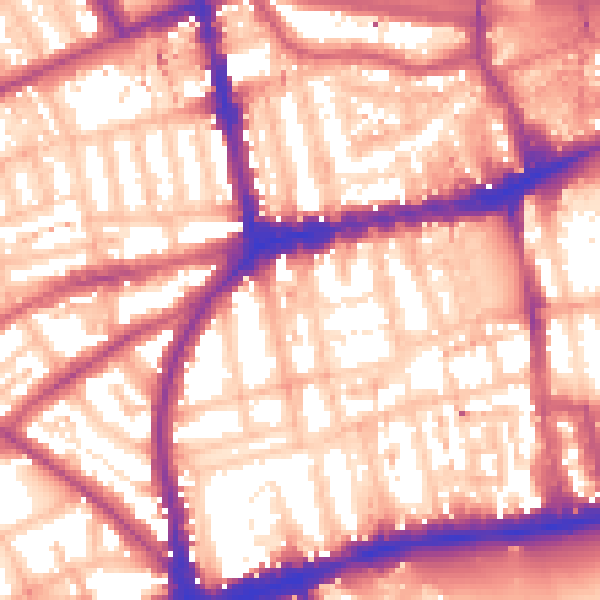Daytime road noise heatmap for W2 4AB