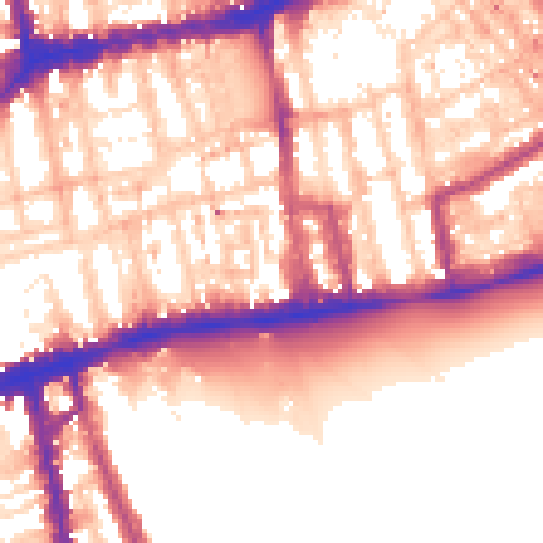 Daytime road noise heatmap for W2 4AQ