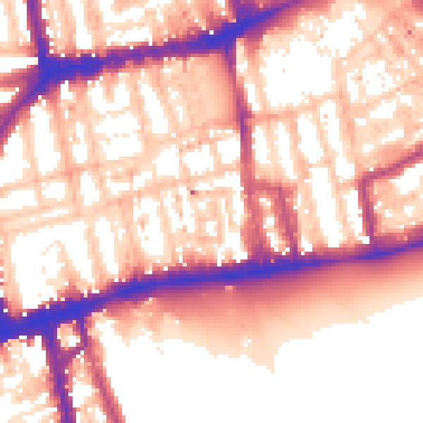 Daytime road noise heatmap for W2 4AW