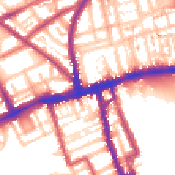 Daytime road noise heatmap for W2 4EN