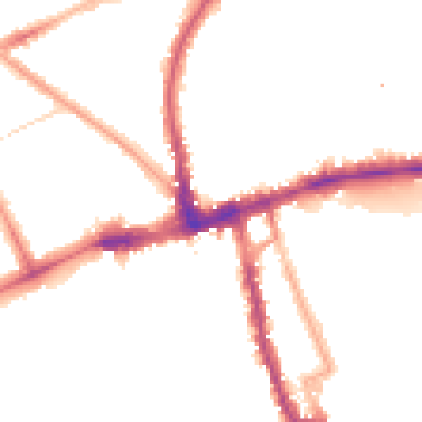 Night-time road noise heatmap for W2 4EN