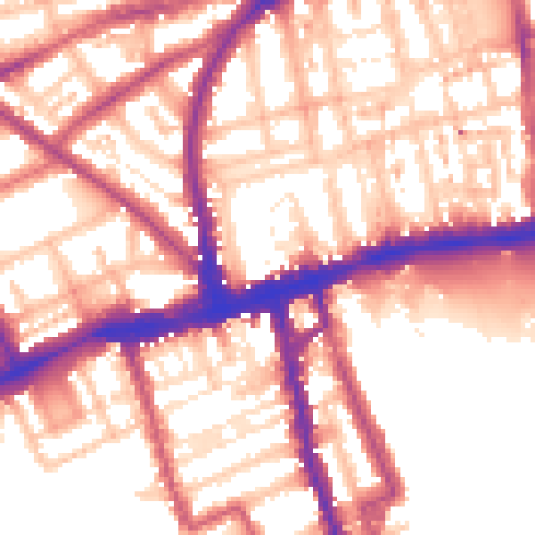 Daytime road noise heatmap for W2 4HE