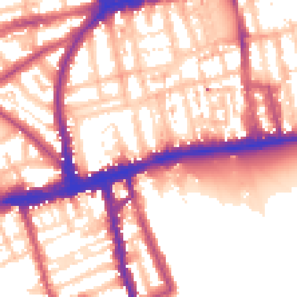 Daytime road noise heatmap for W2 4JJ