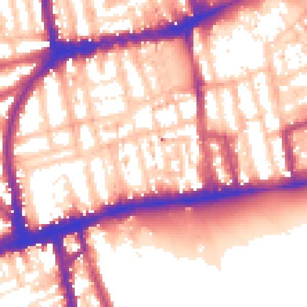 Daytime road noise heatmap for W2 4JT
