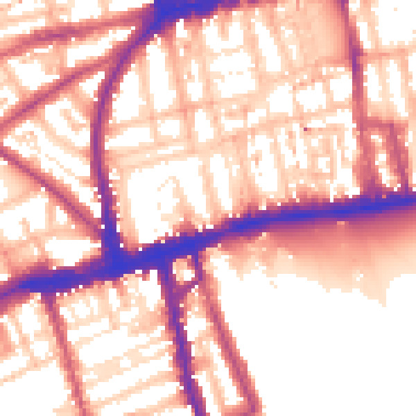 Daytime road noise heatmap for W2 4NA