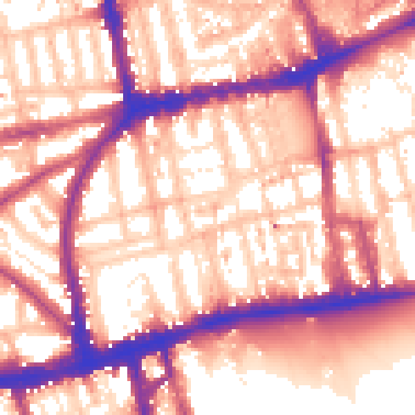 Daytime road noise heatmap for W2 4NX