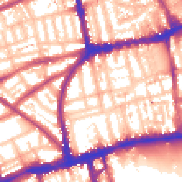 Daytime road noise heatmap for W2 4TJ