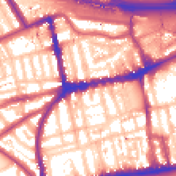 Daytime road noise heatmap for W2 4UU