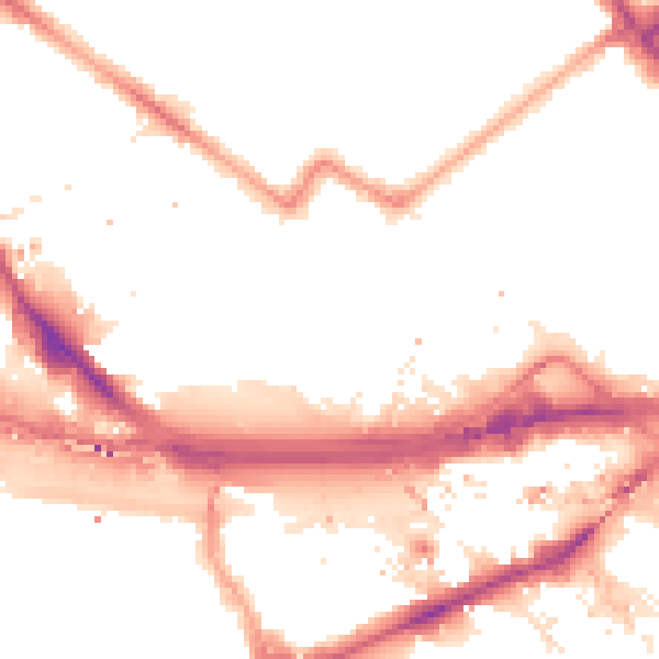 Night-time road noise heatmap for W2 6PJ