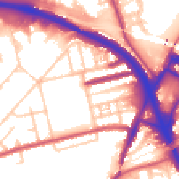 Daytime road noise heatmap for W3 0AE