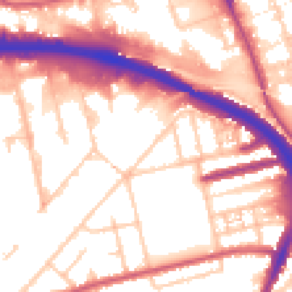 Daytime road noise heatmap for W3 0AJ